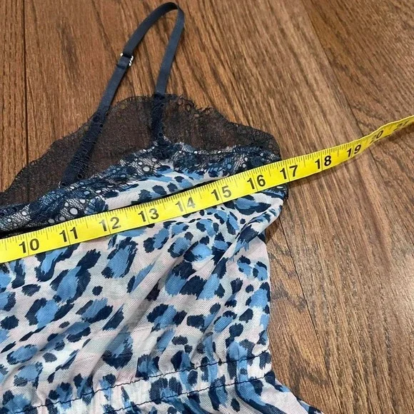 y2k blue and pink leopard print lace trim peplum tank medium - Picture 4 of 8